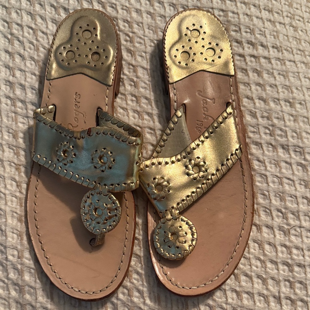 Jack Rogers Metallic Gold Thong Sandals